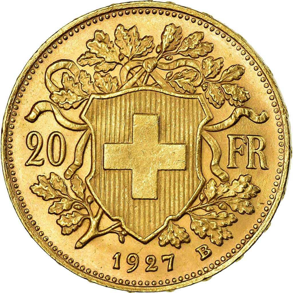 Moneda, Suiza, 20 Francs, 1927, Bern, SC, Oro, KM:35.1