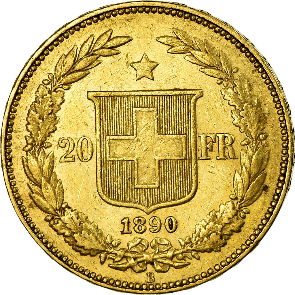 Moneda, Suiza, 20 Francs, 1890, Bern, MBC, Oro, KM:31.3