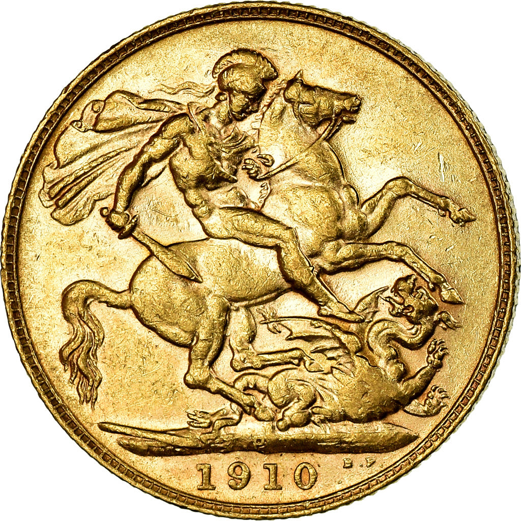 Coin, Australia, Edward VII, Sovereign, 1910 P, Perth, AU(50-53), Gold, KM:15
