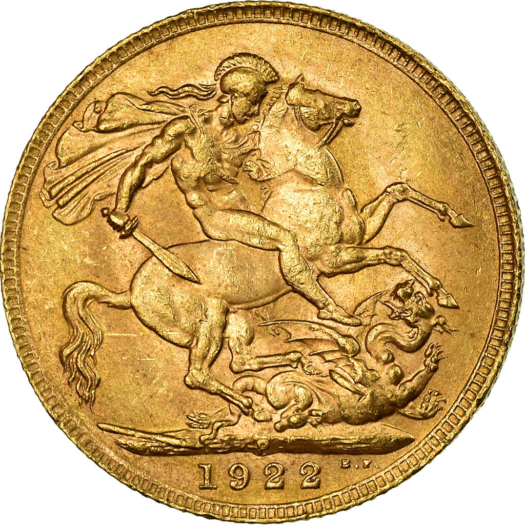 Coin, Australia, George V, Sovereign, 1922, Perth, MS(63), Gold, KM:29