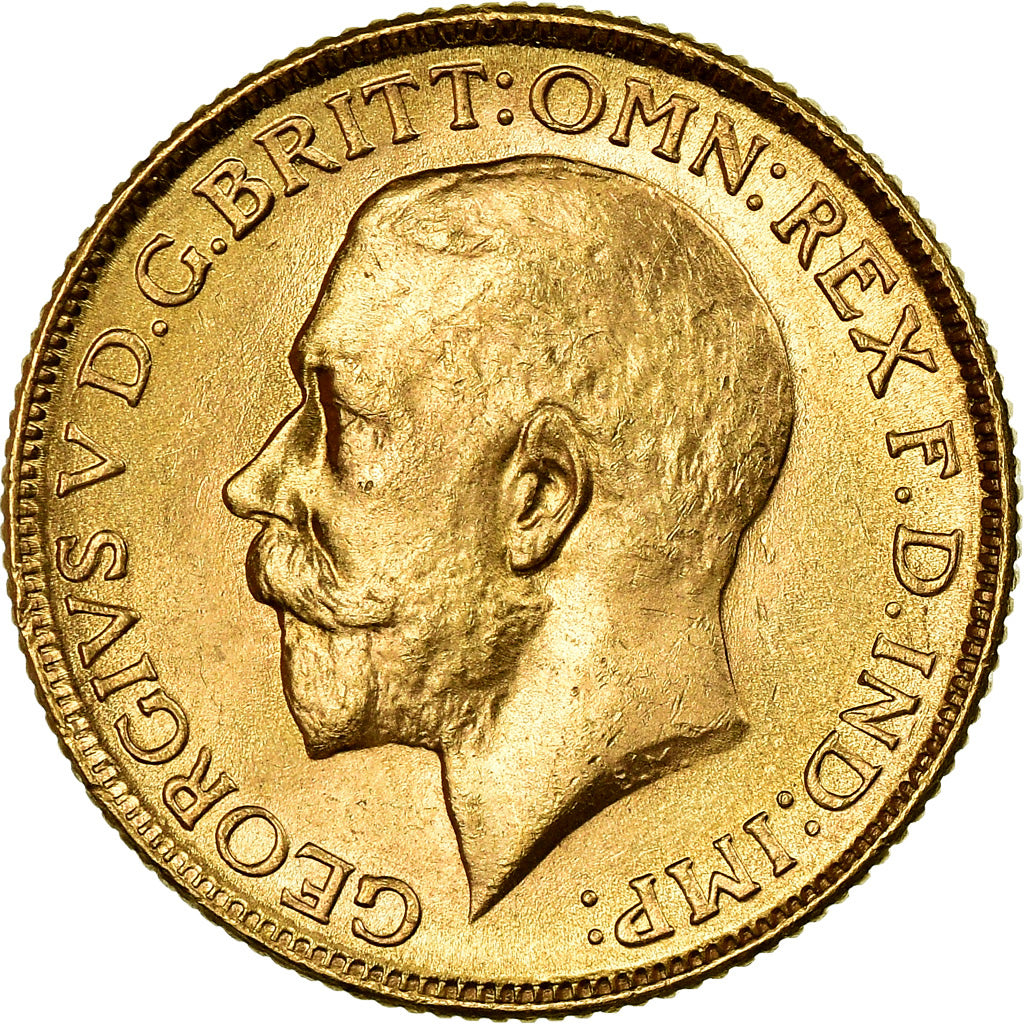 Coin, INDIA-BRITISH, George V, Sovereign, 1918, Bombay, MS(63), Gold, KM:525A