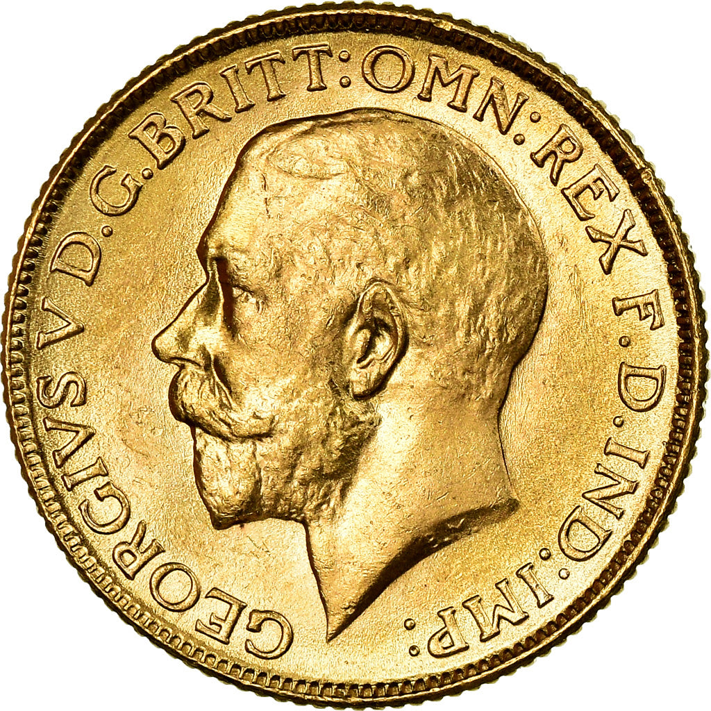 Coin, INDIA-BRITISH, George V, Sovereign, 1918, Bombay, MS(63), Gold, KM:525A