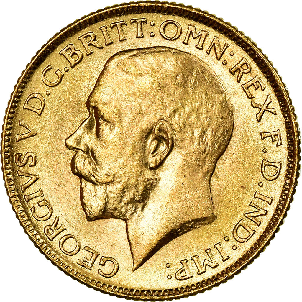 Coin, INDIA-BRITISH, George V, Sovereign, 1918, Bombay, MS(63), Gold, KM:525A