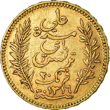 Coin, Tunisia, Ali Bey, 20 Francs, 1899, Paris, EF(40-45), Gold, KM:227