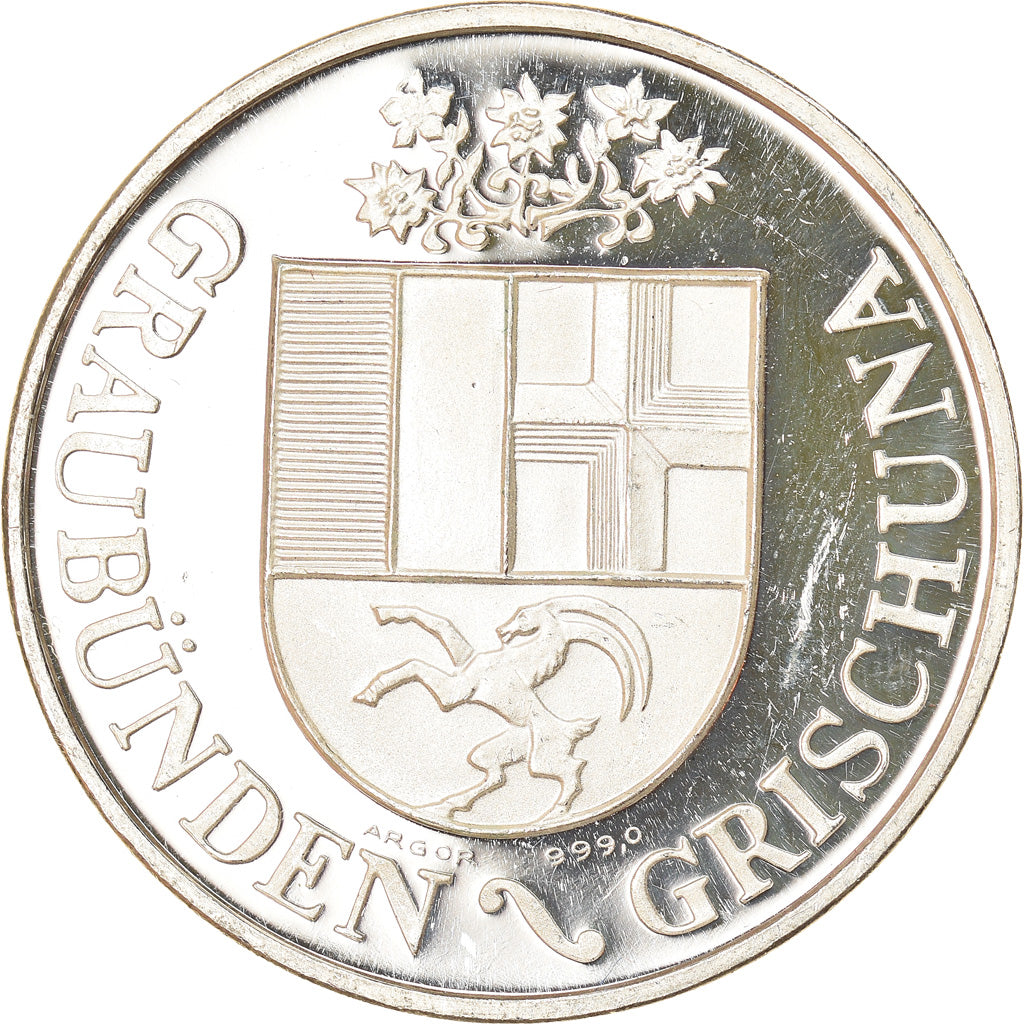 Switzerland, Medal, Graubünden-Grischuna, Klosters, Geography, MS(63), Silver
