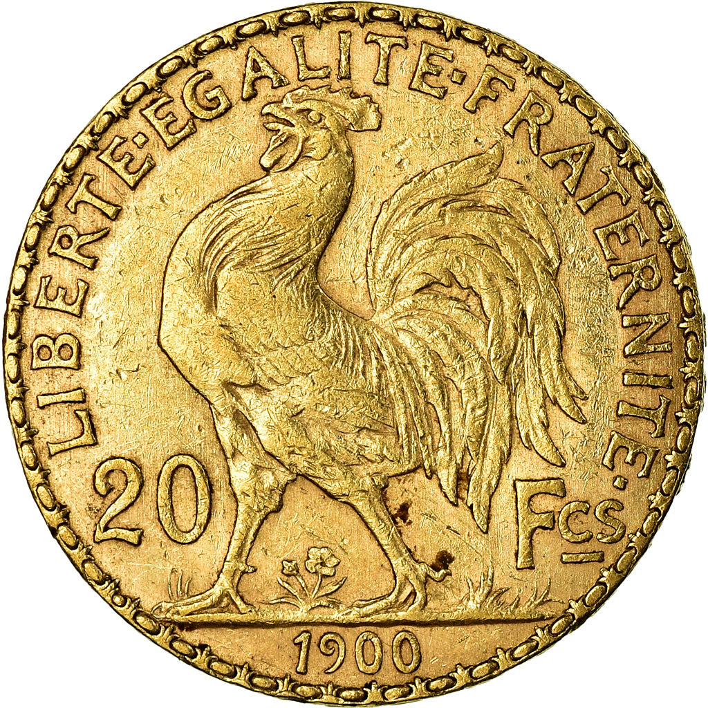 Moneta, Francja, Marianne, 20 Francs, 1900, Paris, AU(55-58), Złoto, KM:847