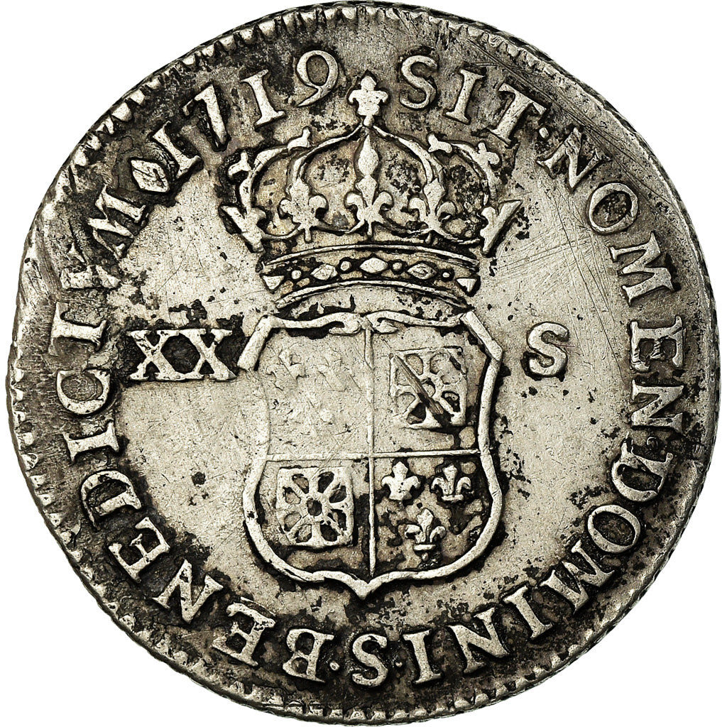 Monnaie, France, Louis XV, 1/6 Écu (XX – S) de France-Navarre, 20 Sols, 1/6