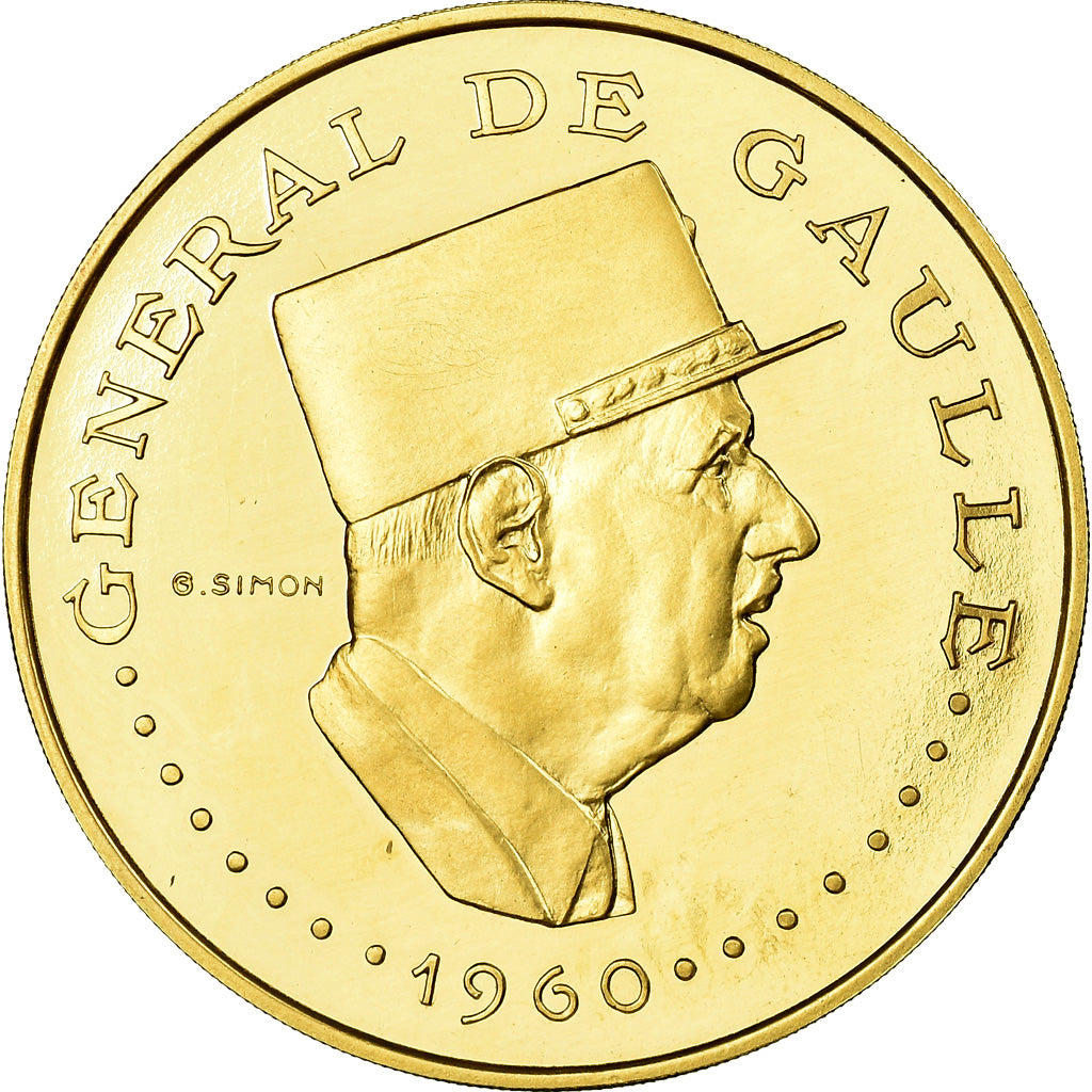 Coin, Chad, Général De Gaulle, 10000 Francs, 1970, MS(64), Gold, KM:11