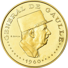 Coin, Chad, Général De Gaulle, 10000 Francs, 1970, MS(64), Gold, KM:11