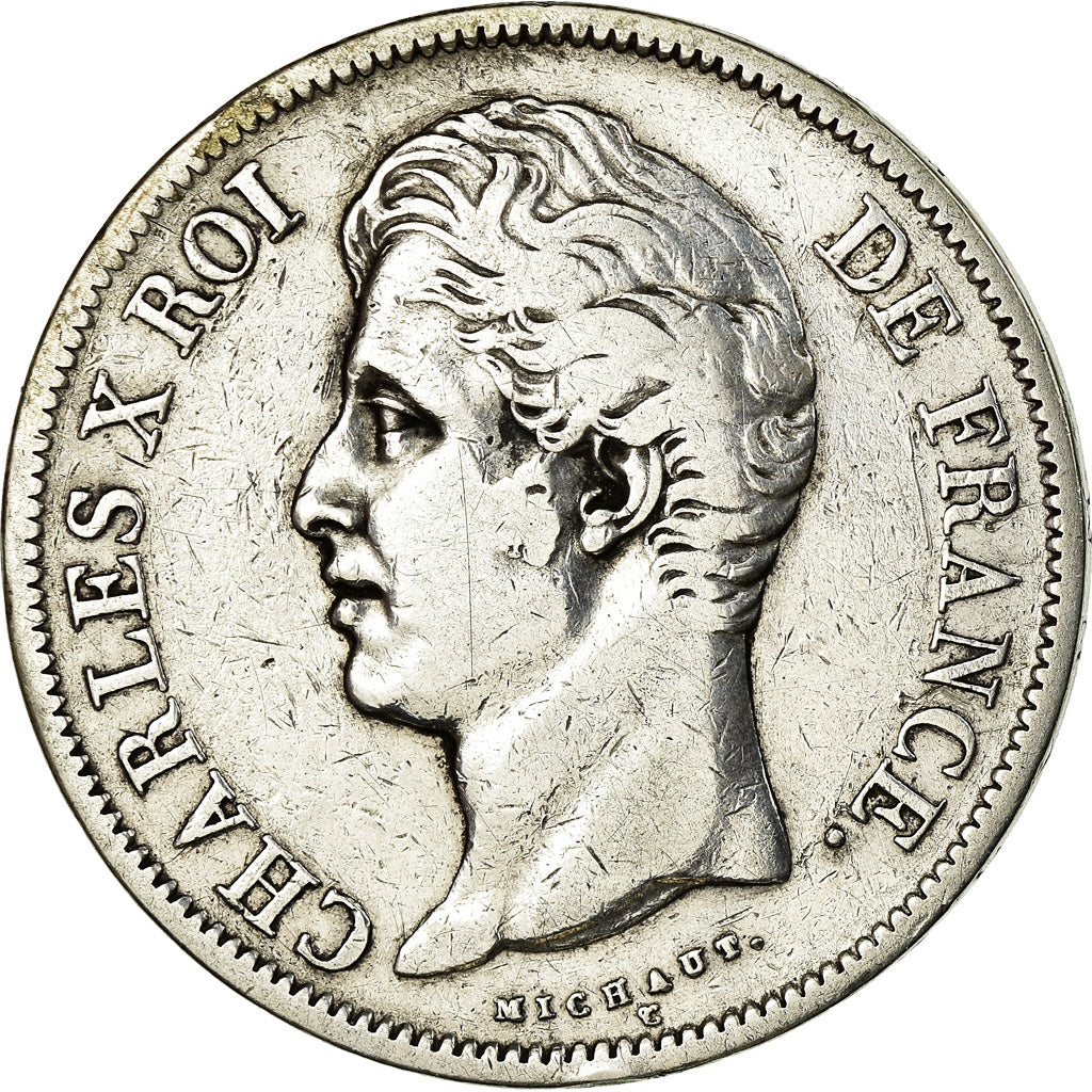 Coin, France, Charles X, 5 Francs, 1830, La Rochelle, VF(30-35), Silver