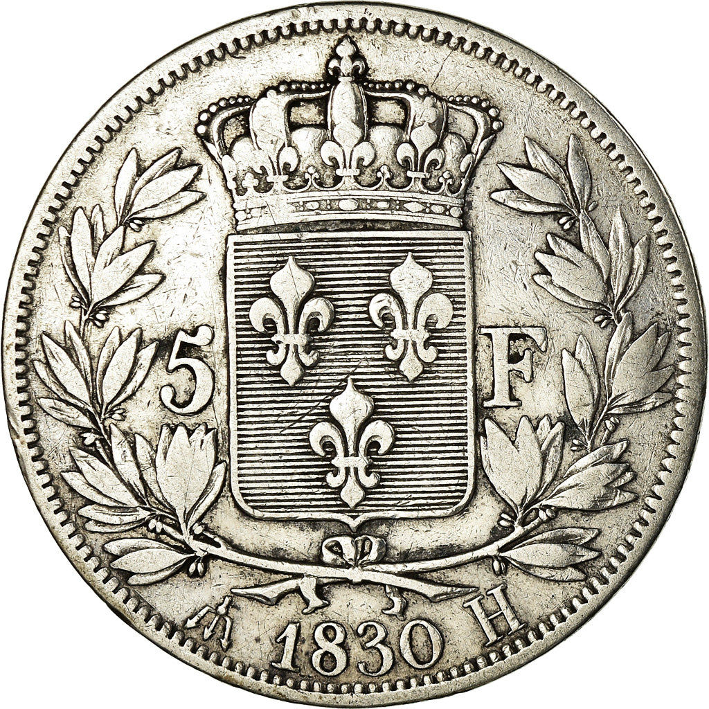 Coin, France, Charles X, 5 Francs, 1830, La Rochelle, VF(30-35), Silver