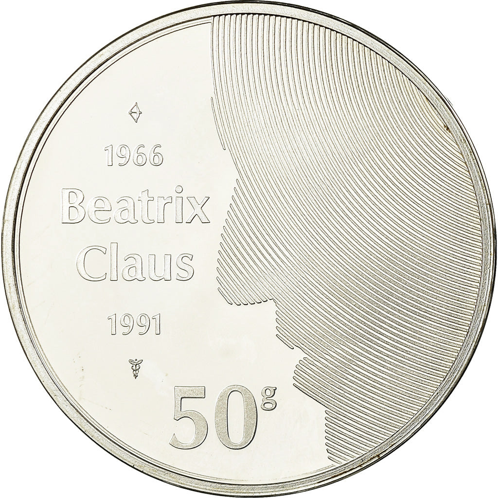 Coin, Netherlands, Beatrix, 50 Gulden, 1991, MS(65-70), Silver, KM:215