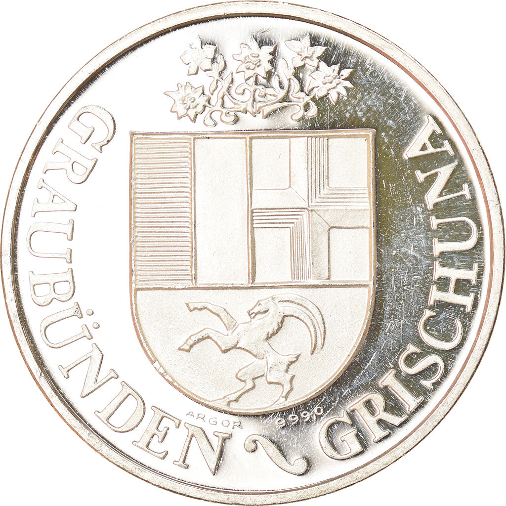 Switzerland, Medal, Graubünden-Grischuna, Chur, Geography, MS(63), Silver