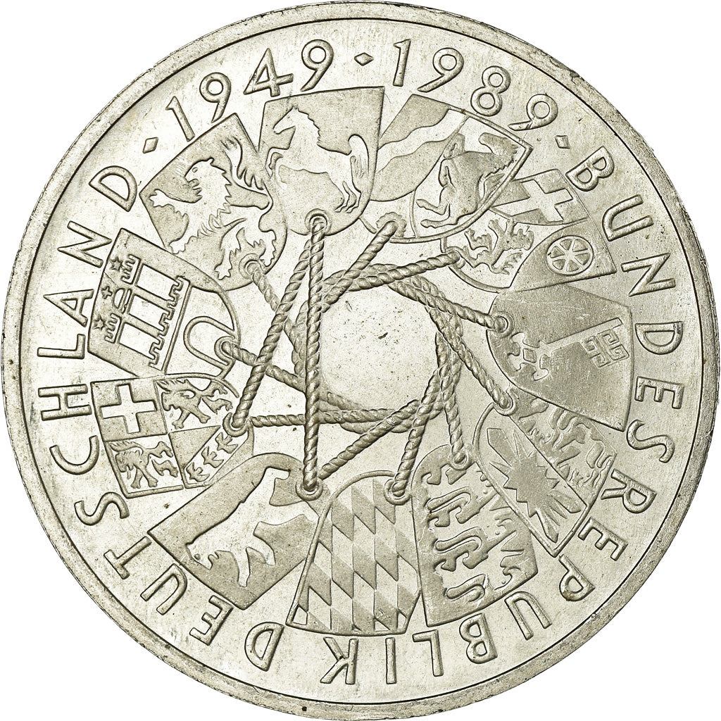 Coin, GERMANY - FEDERAL REPUBLIC, 10 Mark, 1989, Karlsruhe, Germany, MS(60-62)