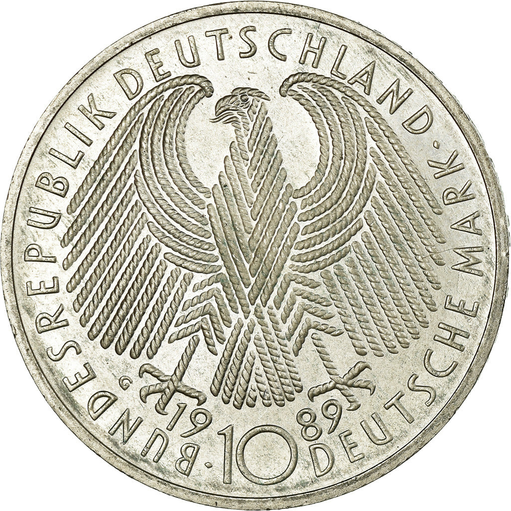 Moneta, GERMANIA - REPUBBLICA FEDERALE, 10 Mark, 1989, Karlsruhe, Germany, SPL