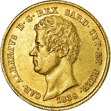 Moeda, ESTADOS ITALIANOS, SARDINIA, Carlo Alberto, 20 Lire, 1838, Genoa