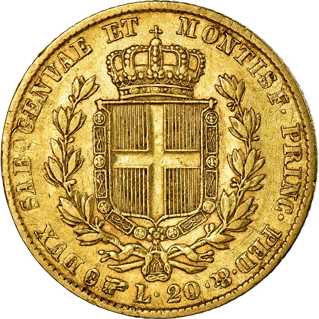 Coin, ITALIAN STATES, SARDINIA, Carlo Alberto, 20 Lire, 1840, Torino, AU(50-53)