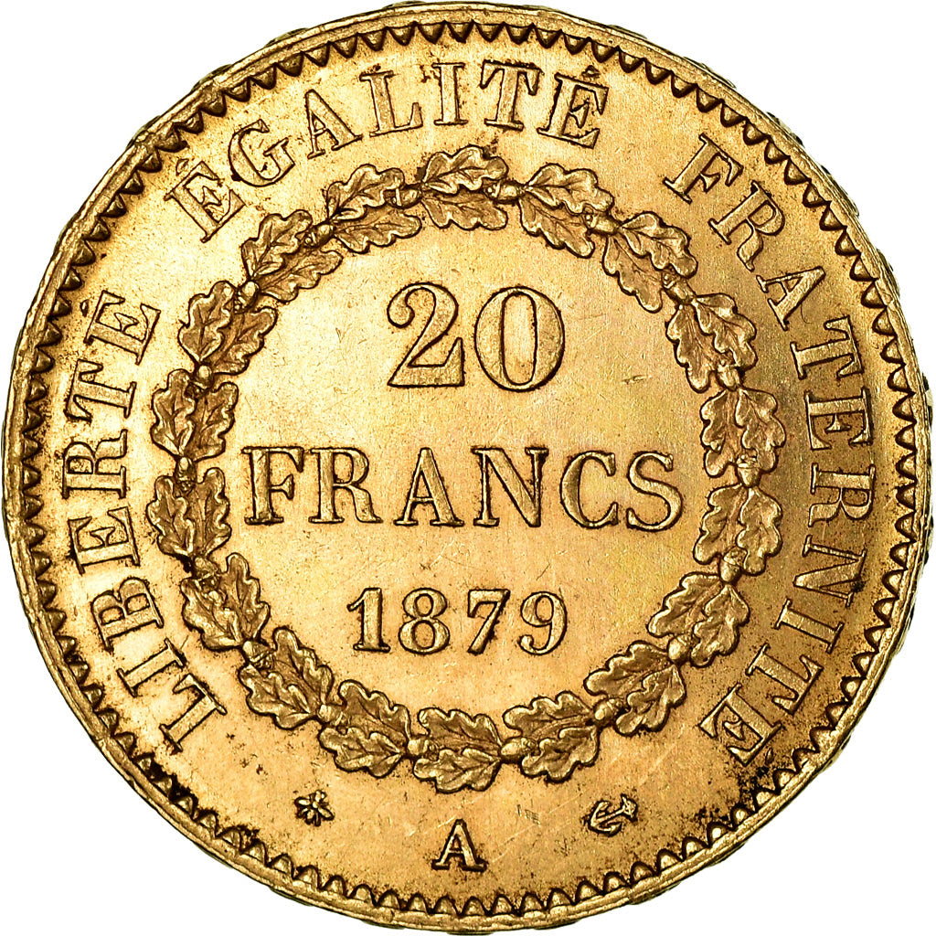 Munten, Frankrijk, Génie, 20 Francs, 1879, Paris, PR, Goud, KM:825