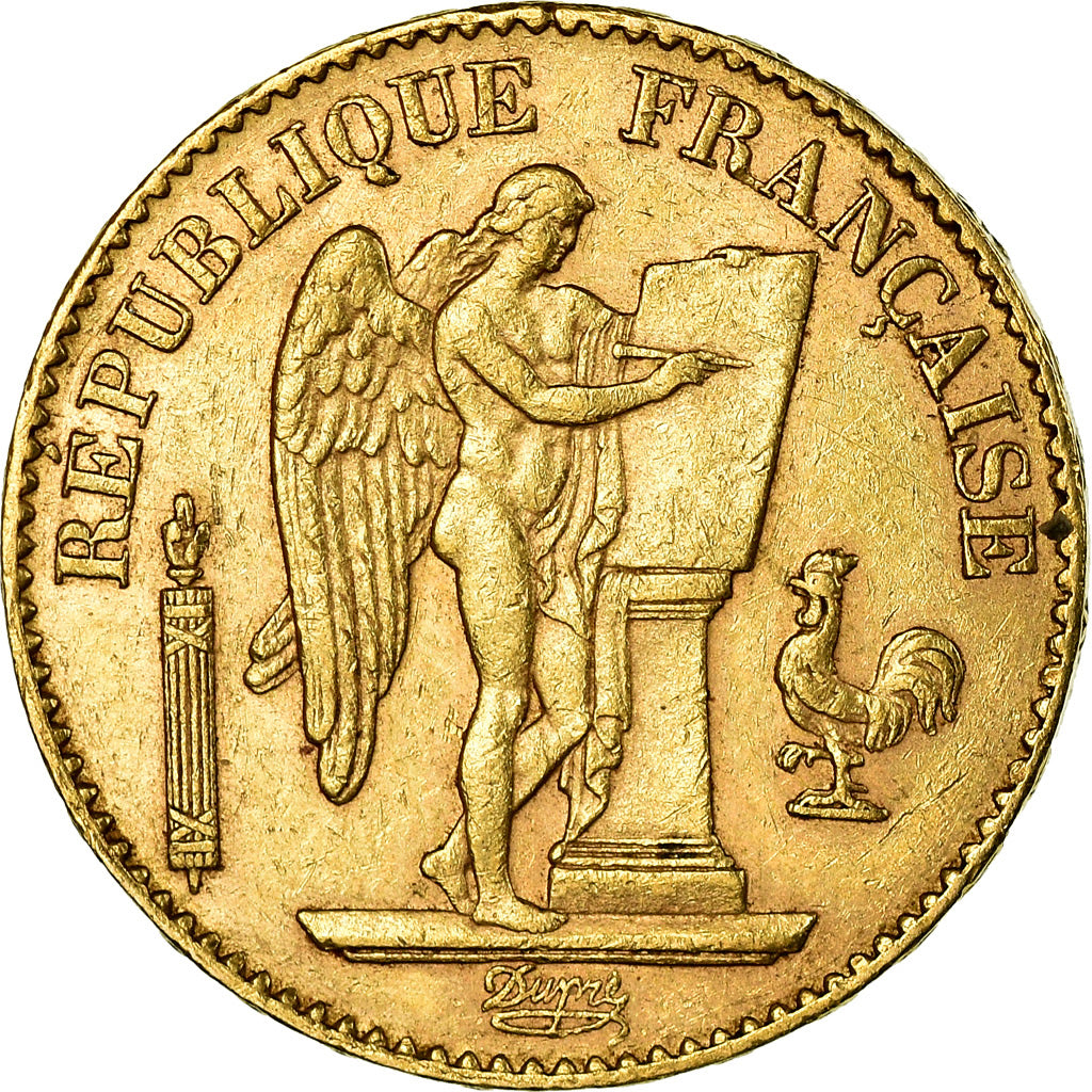 Moeda, França, Génie, 20 Francs, 1890, Paris, AU(55-58), Dourado, KM:825