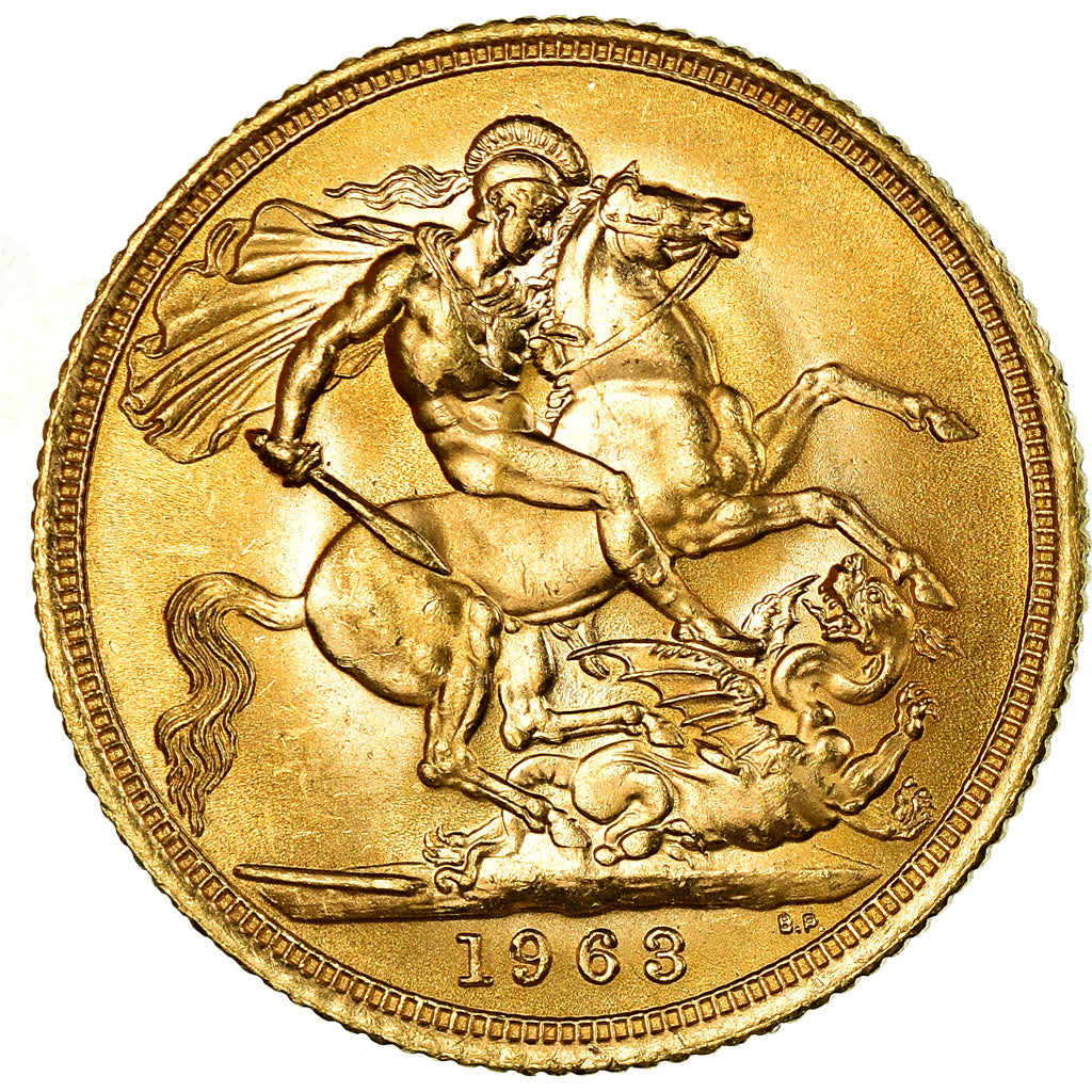 Coin, Great Britain, Elizabeth II, Sovereign, 1963, MS(64), Gold, KM:908