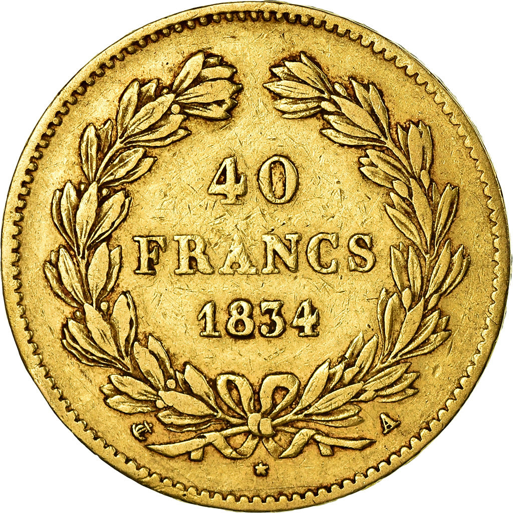 Monnaie, France, Louis-Philippe, 40 Francs, 1834, Paris, TTB, Or, Gadoury:1106