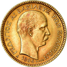 Coin, Greece, George I, 20 Drachmai, 1884, Paris, AU(55-58), Gold, KM:56