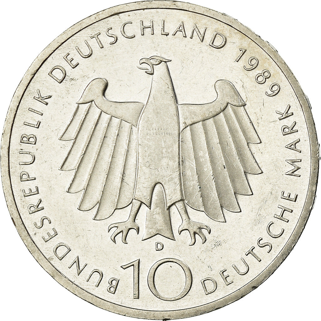 Coin, GERMANY - FEDERAL REPUBLIC, 10 Mark, 1989, Munich, Germany, AU(55-58)