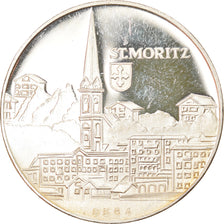Switzerland, Medal, Graubünden-Grischuna, St.Moritz, Geography, MS(63), Silver