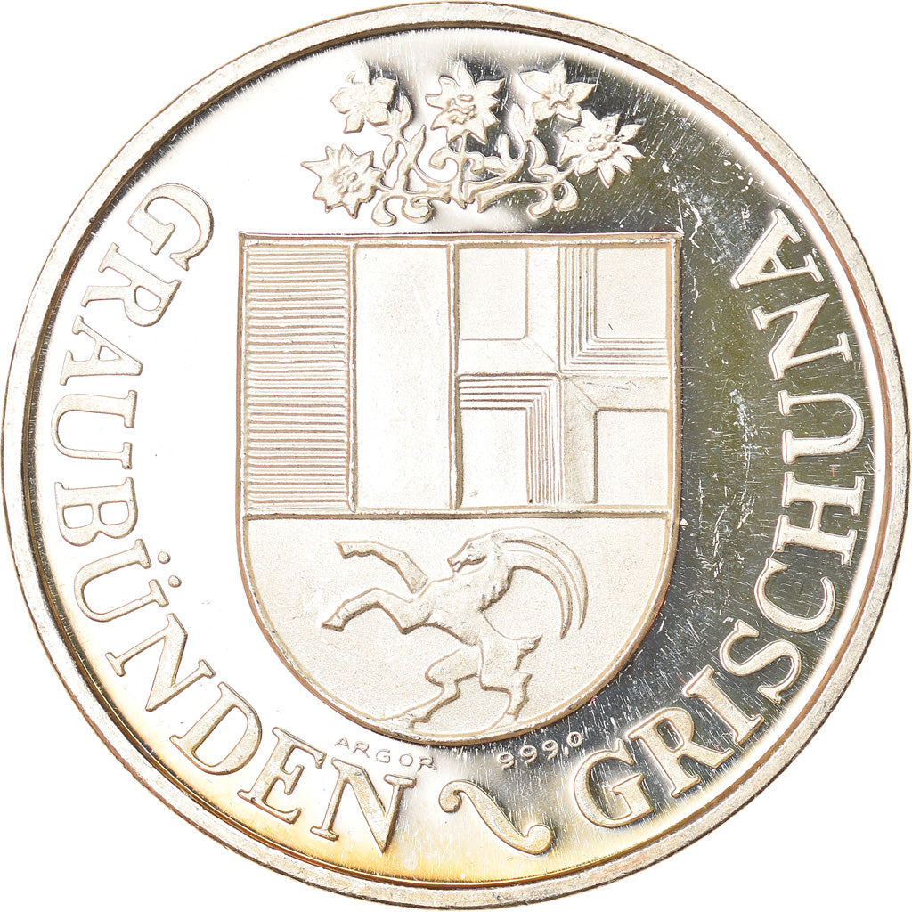 Switzerland, Medal, Graubünden-Grischuna, St.Moritz, Geography, MS(63), Silver