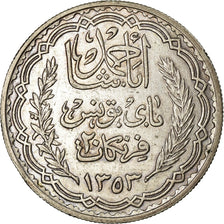 Coin, Tunisia, Ahmad Pasha Bey, 20 Francs, 1934, Paris, EF(40-45), Silver