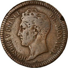 Coin, Monaco, Honore V, Decime, 1838, Monaco, VF(30-35), Copper, KM:97.1
