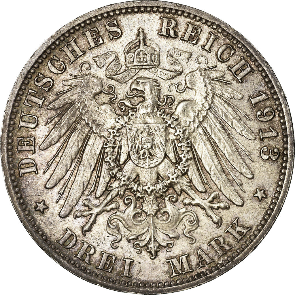 Coin, German States, SAXONY-ALBERTINE, Friedrich August III, 3 Mark, 1913