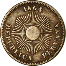Coin, Peru, SOUTH PERU, Centavo, 1864, Lima, EF(40-45), Copper-nickel, KM:187.1