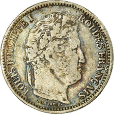 Moeda, França, Louis-Philippe, 2 Francs, 1834, Rouen, VF(20-25), Prata