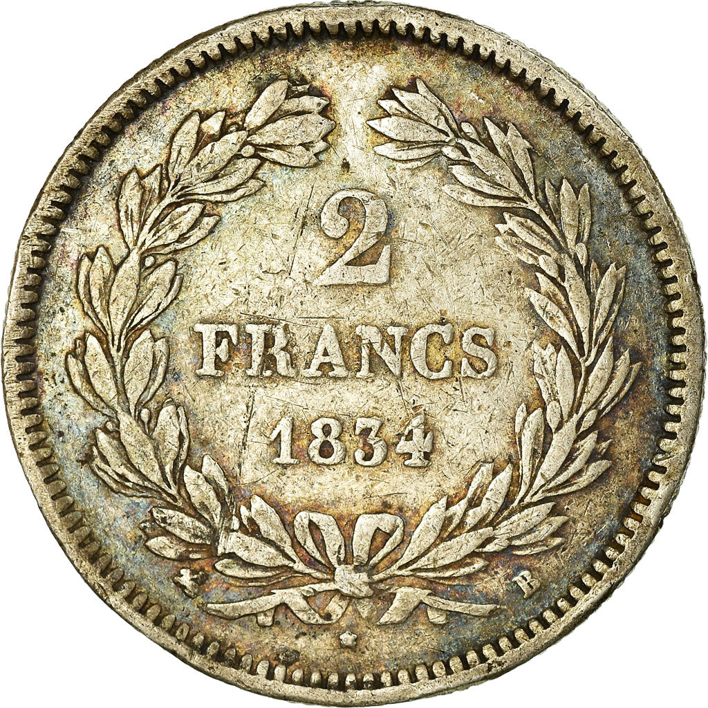 Monnaie, France, Louis-Philippe, 2 Francs, 1834, Rouen, TB, Argent, Gadoury:520