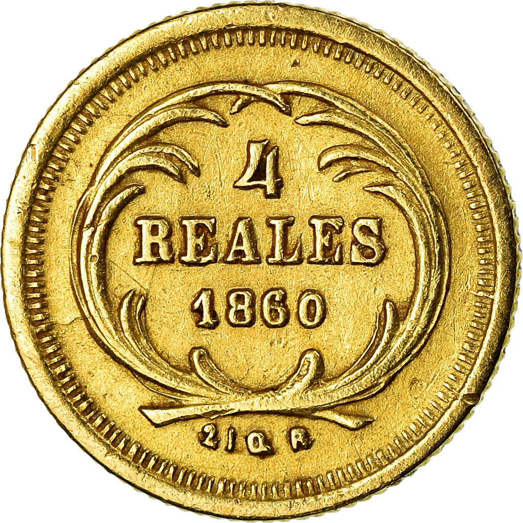 Coin, Guatemala, 4 Reales, Cuatro, 1860, AU(55-58), Gold, KM:135