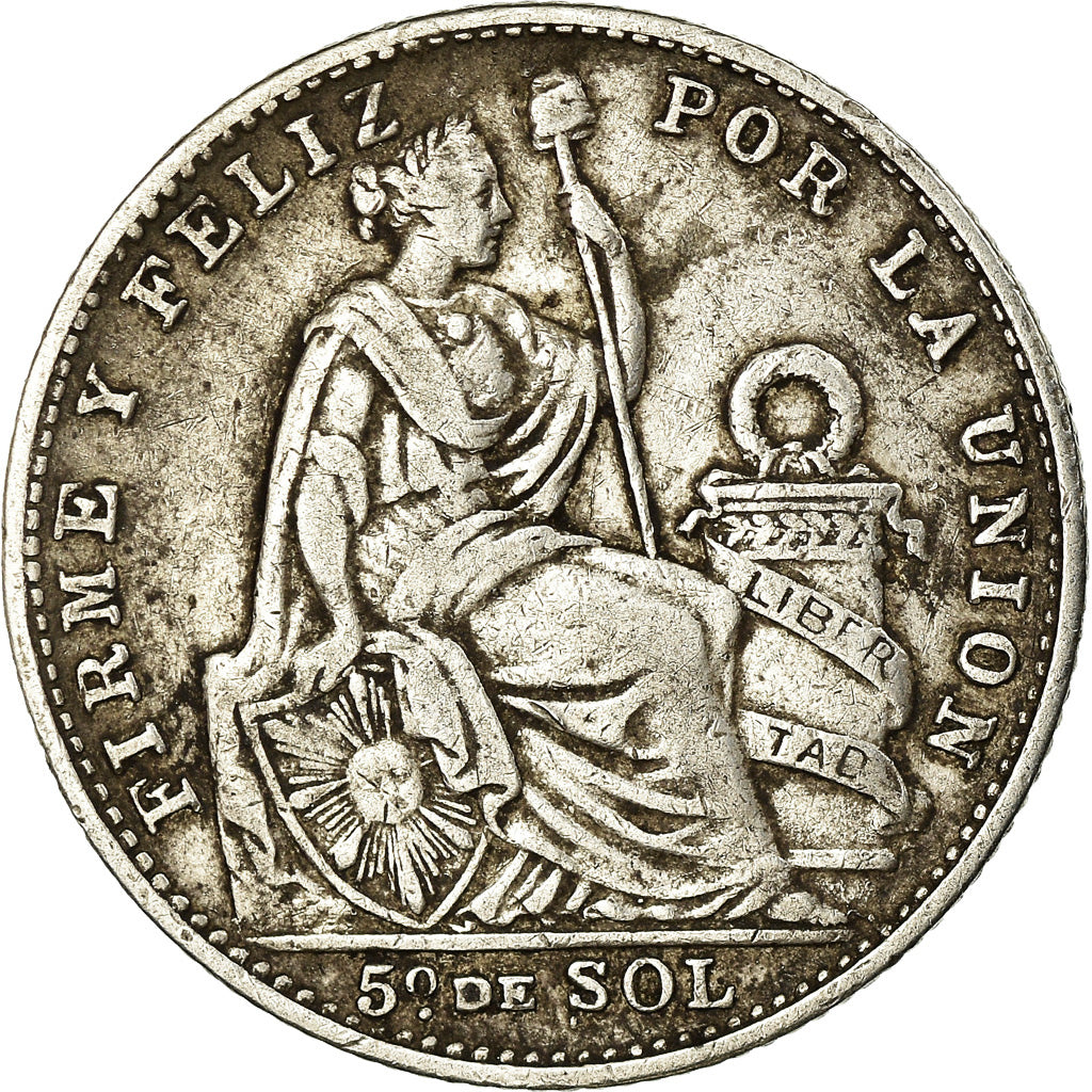 Monnaie, Pérou, 1/5 Sol, 1907, Lima, TTB, Argent, KM:205.2