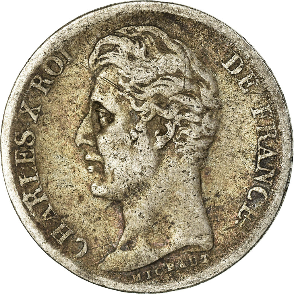 Moeda, França, Charles X, Franc, 1828, Bordeaux, VF(20-25), Prata, KM:724.7