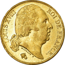 Coin, France, Louis XVIII, Louis XVIII, 20 Francs, 1824, Paris, AU(55-58), Gold