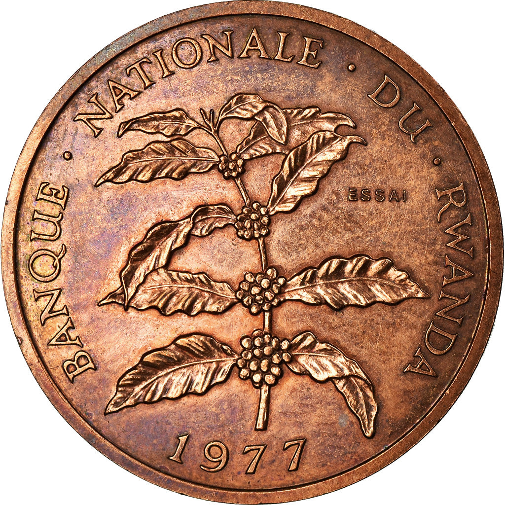 Coin, Rwanda, 5 Francs, 1977, Paris, ESSAI, EF(40-45), Bronze, KM:E5