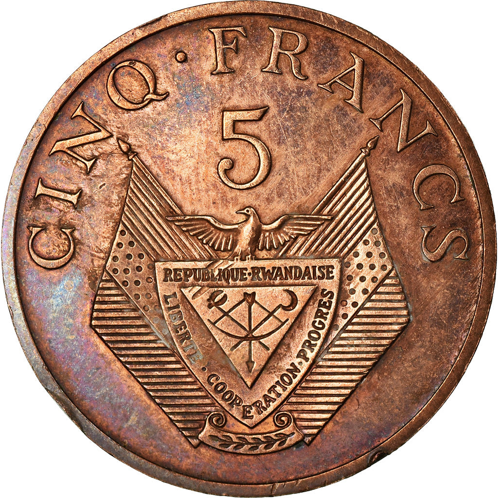 Coin, Rwanda, 5 Francs, 1977, Paris, ESSAI, EF(40-45), Bronze, KM:E5