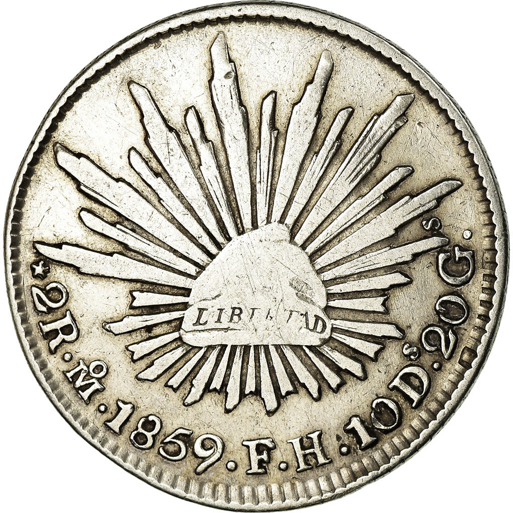 Moneda, México, 2 Reales, 1859, Mexico City, BC+, Plata, KM:374.10
