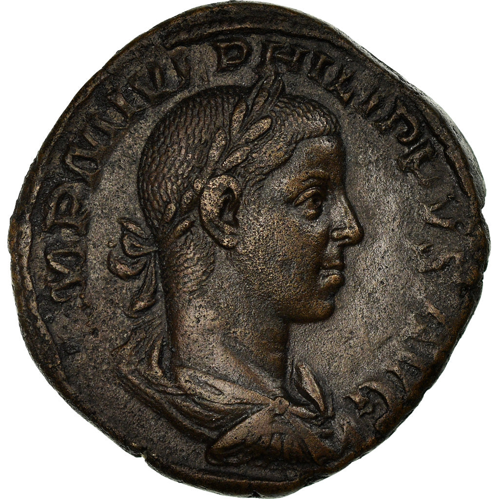 Coin, Philip II, Sestertius, 247-249, Rome, AU(50-53), Copper, RIC:263