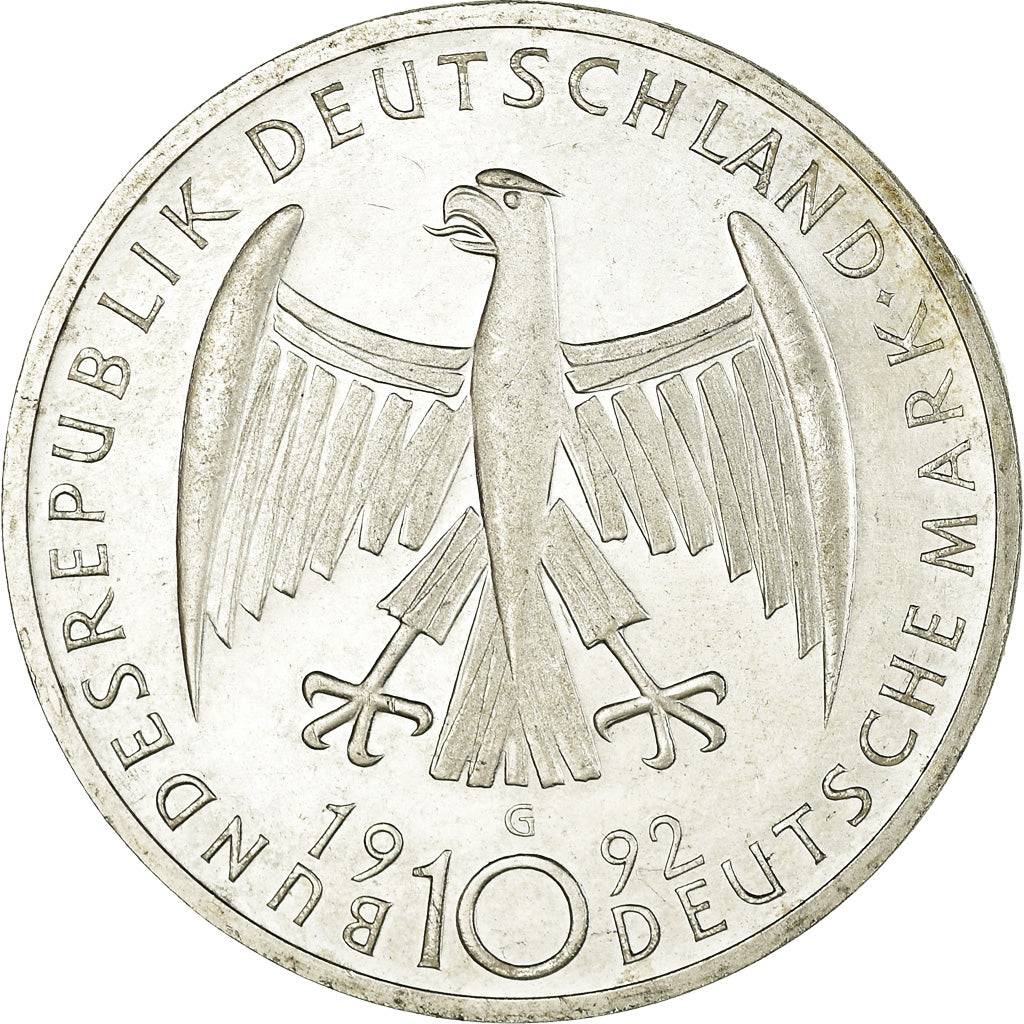 Moneda, ALEMANIA - REPÚBLICA FEDERAL, 10 Mark, 1992, Karlsruhe, Germany, EBC+