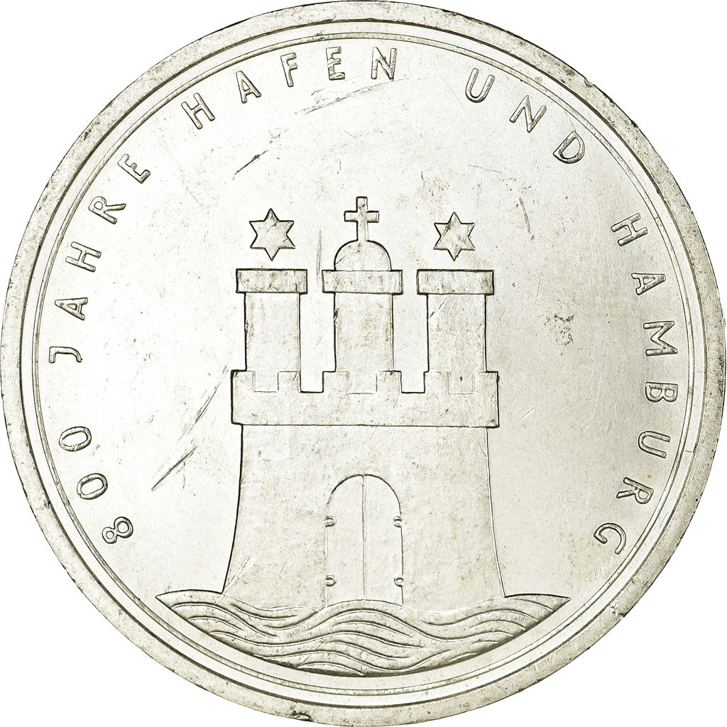 Münze, Bundesrepublik Deutschland, 10 Mark, 1989, Hamburg, Germany, VZ, Silber