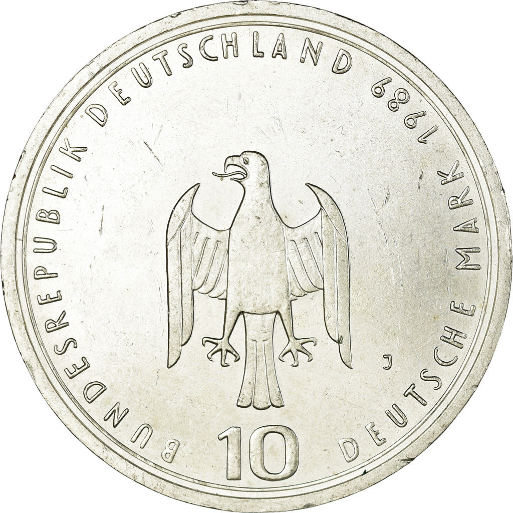 Münze, Bundesrepublik Deutschland, 10 Mark, 1989, Hamburg, Germany, VZ, Silber