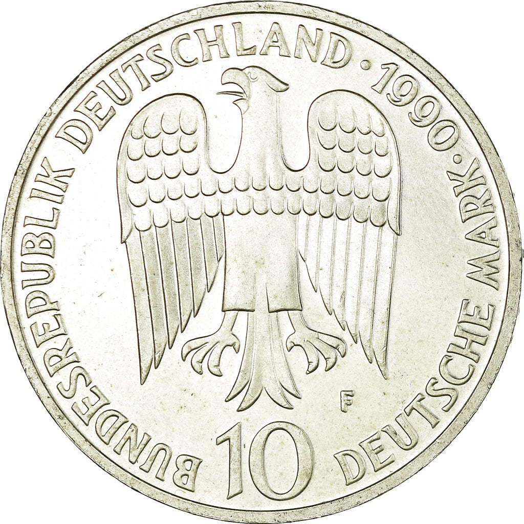 Coin, GERMANY - FEDERAL REPUBLIC, 10 Mark, 1990, Stuttgart, Germany, AU(55-58)