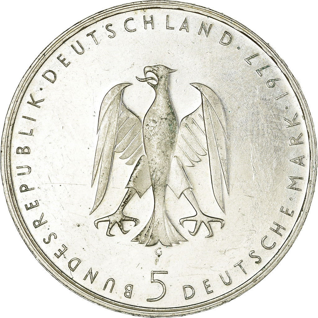Coin, GERMANY - FEDERAL REPUBLIC, 5 Mark, 1977, Karlsruhe, Germany, AU(50-53)