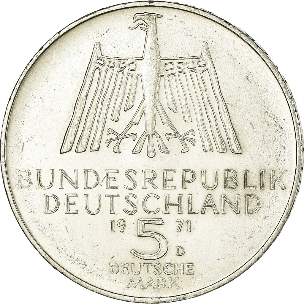 Coin, GERMANY - FEDERAL REPUBLIC, 5 Mark, 1971, Munich, AU(55-58), Silver