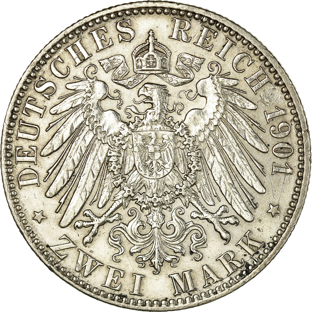 Coin, German States, PRUSSIA, Wilhelm II, 2 Mark, 1901, Berlin, EF(40-45)